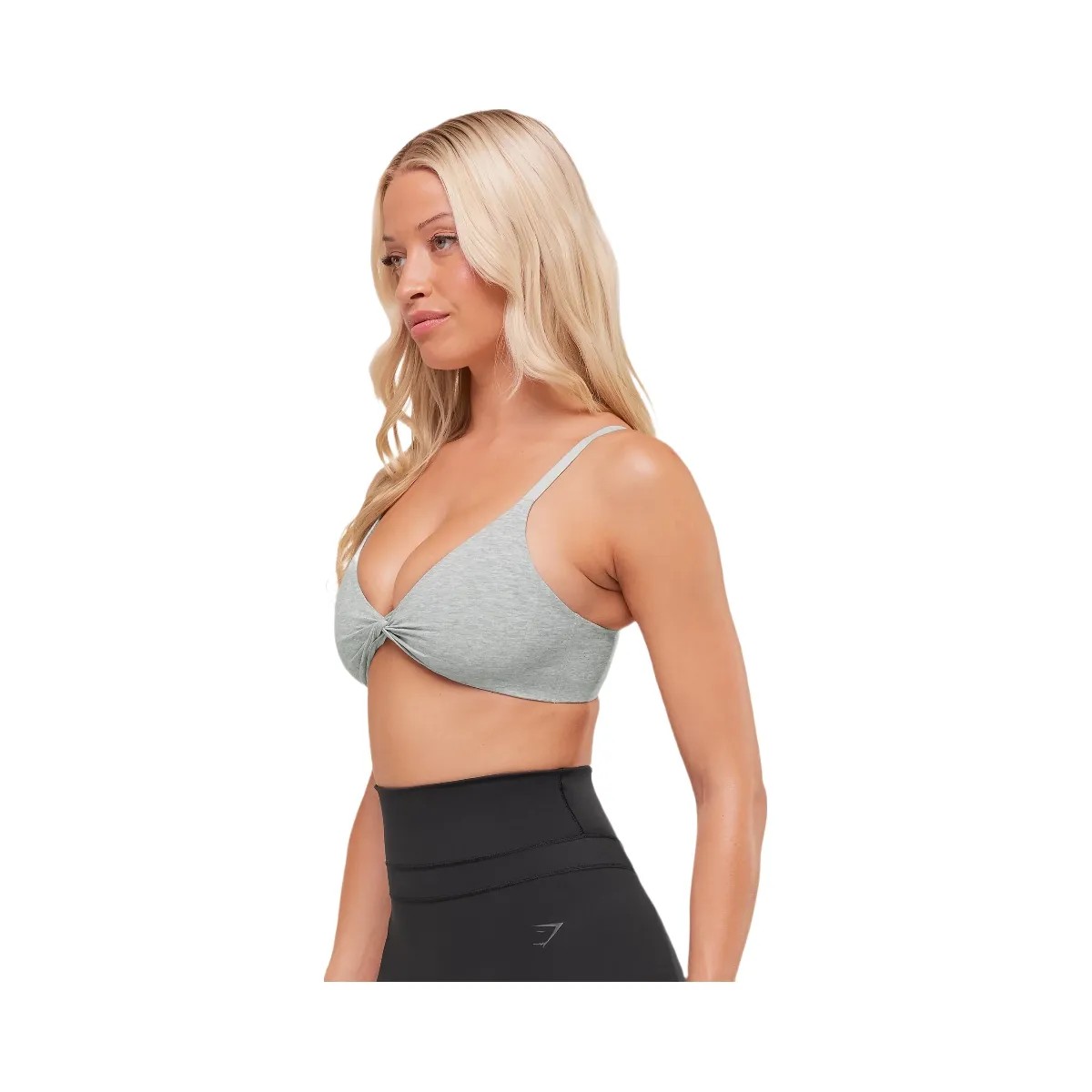 Gymshark Cotton Twist Front Bralette "Light Grey Core Marl" - HypeFly India View 3