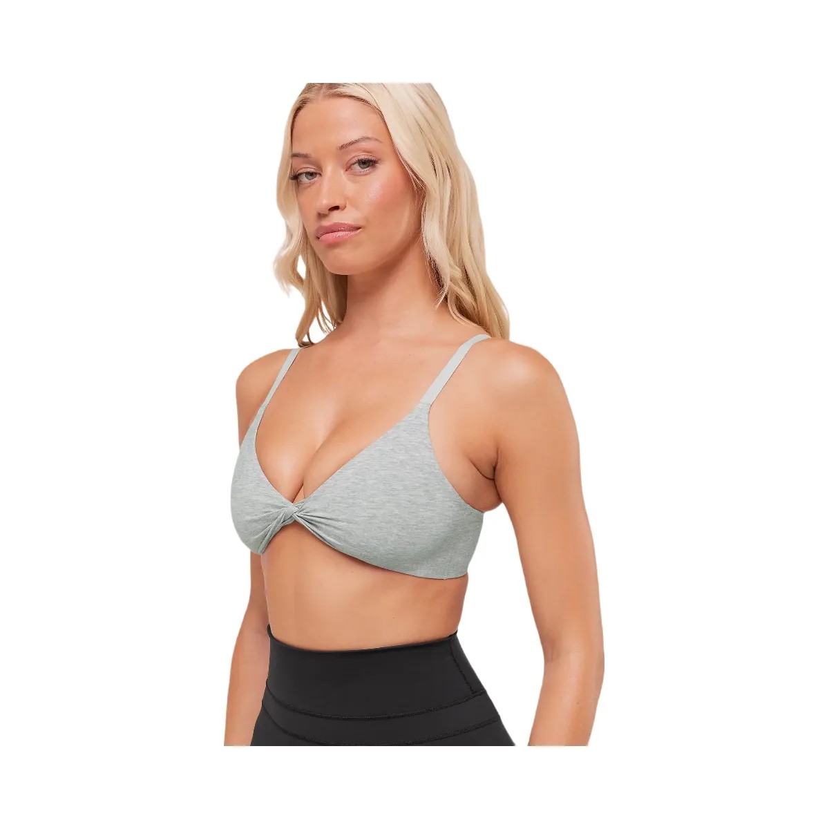 Gymshark Cotton Twist Front Bralette "Light Grey Core Marl" - HypeFly India View 5