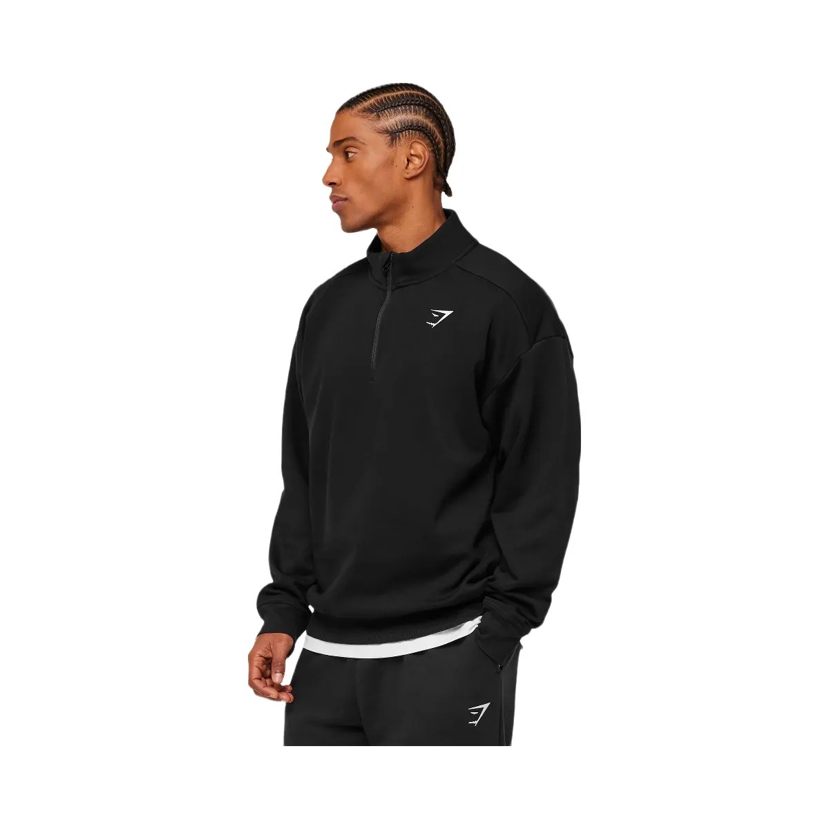 Gymshark Crest Oversized 1/4 Zip "GS Black" - HypeFly India View 3
