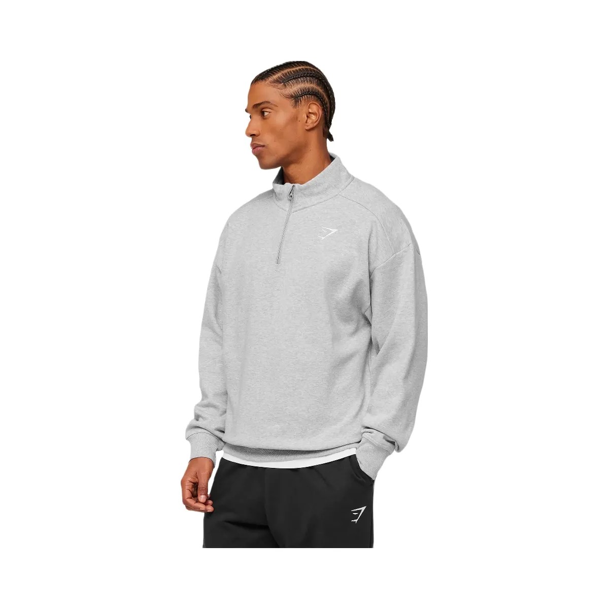 Gymshark Crest Oversized 1/4 Zip "Light Grey Core Marl" - HypeFly India View 3