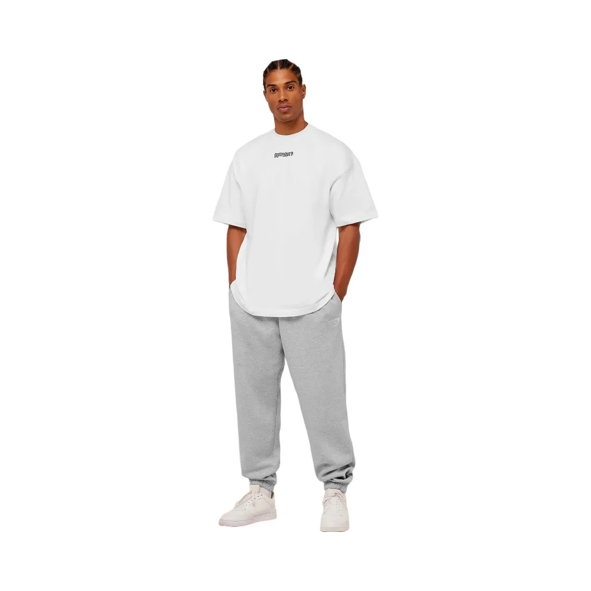 Gymshark Crest Oversized Joggers "Light Grey Core Marl" - HypeFly India View 4