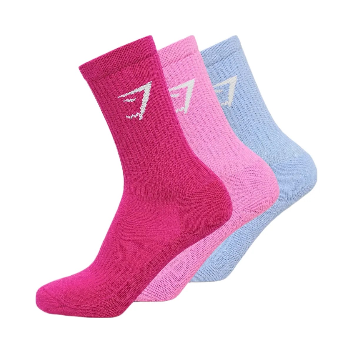 Gymshark Crew Socks 3pk "Chilled Blue Focus Pink Super-Set Pink" - HypeFly India View 1
