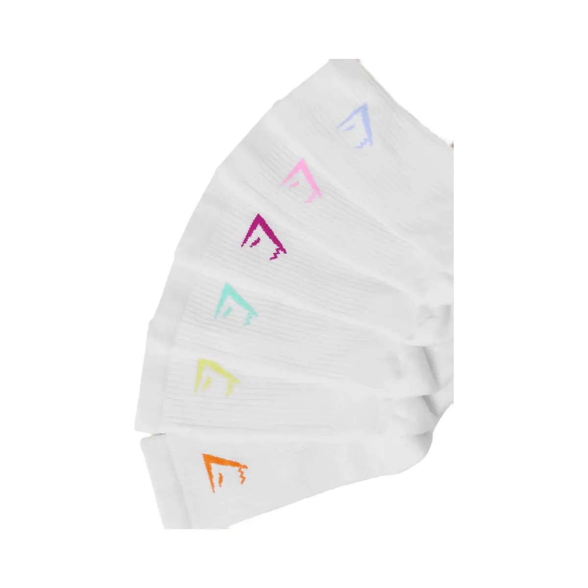 Gymshark Crew Socks 6pk "White Chilled Blue Focus Pink Super-Set Pink Pop Turquoise Sorbet Yellow Dayglow Peach" - HypeFly India View 2