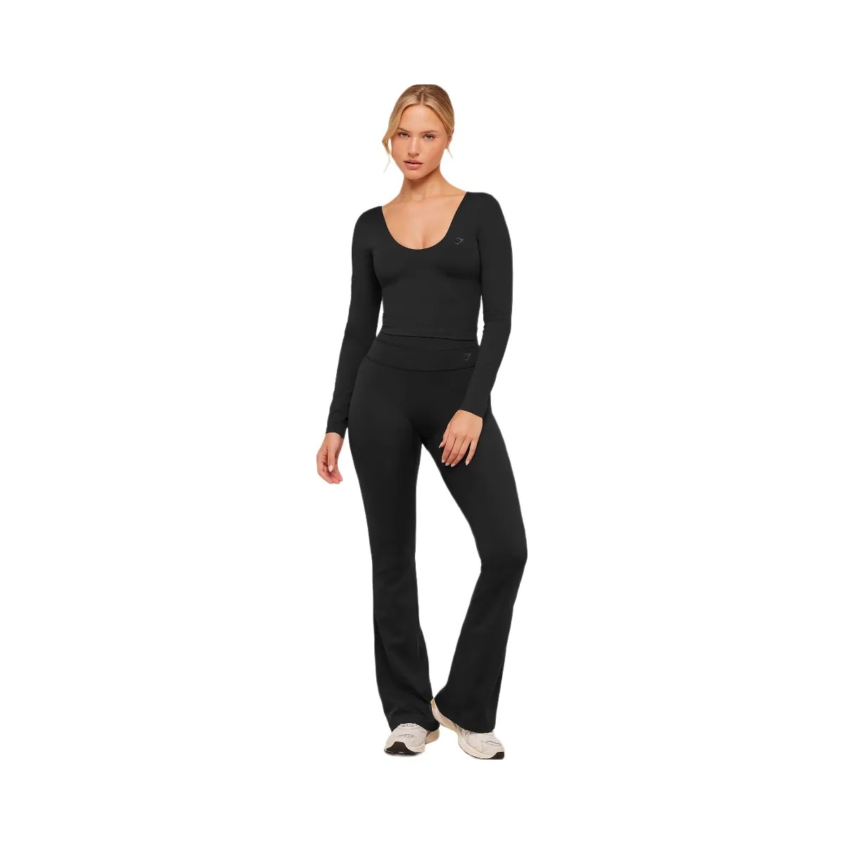 Gymshark Crossover Back Flared Leggings "Black" - HypeFly India View 6