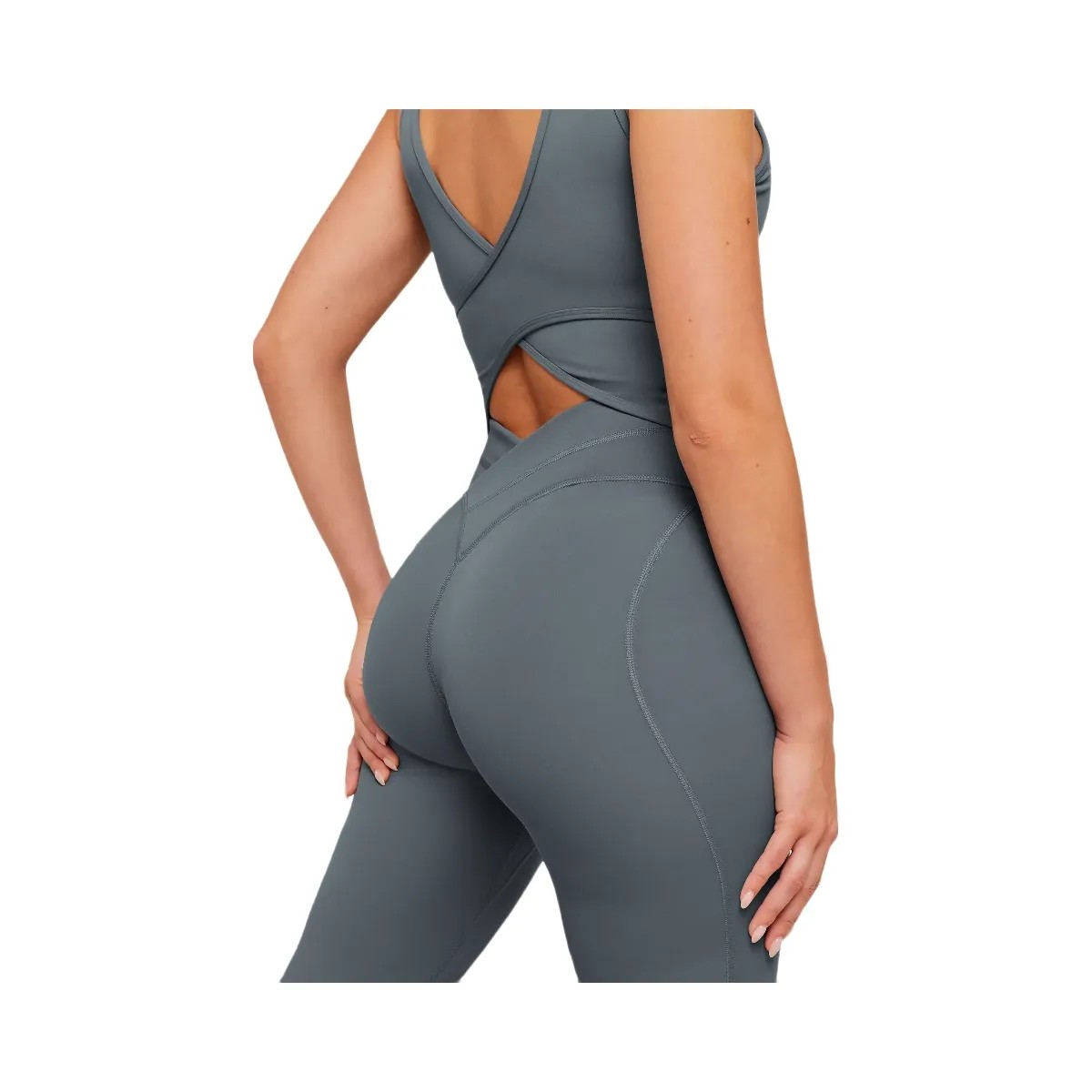 Gymshark Crossover Back Flared Leggings "Iron Blue" - HypeFly India View 5