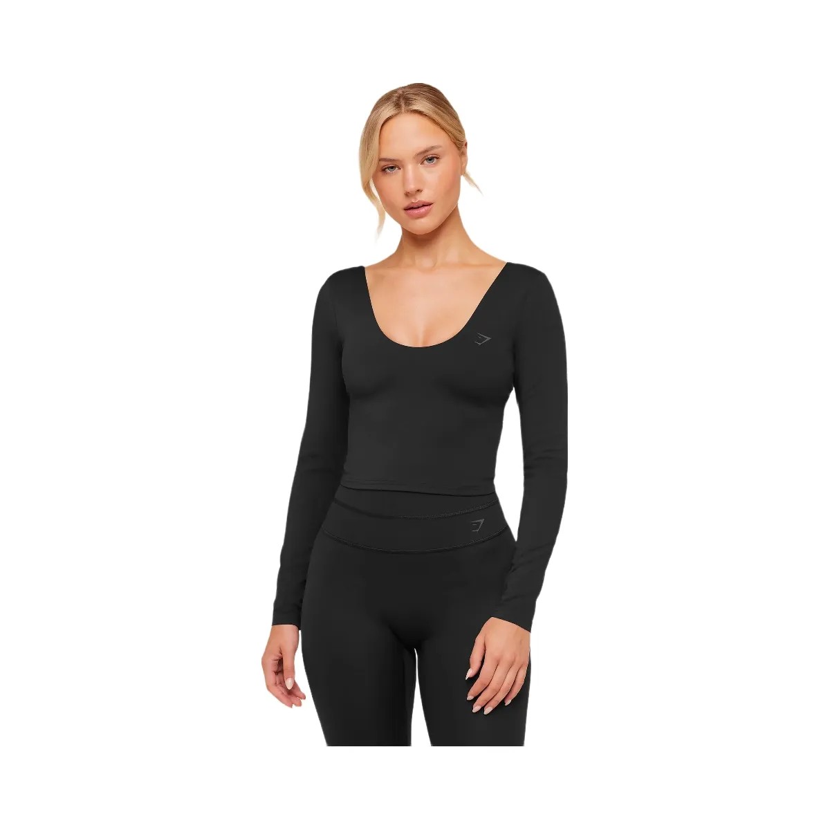 Gymshark Crossover Back Long Sleeve Top "Black" - HypeFly India View 1