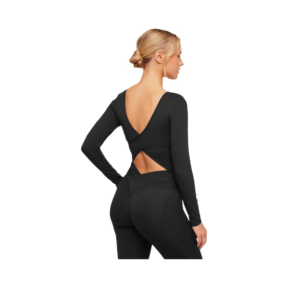 Gymshark Crossover Back Long Sleeve Top "Black" - HypeFly India View 2