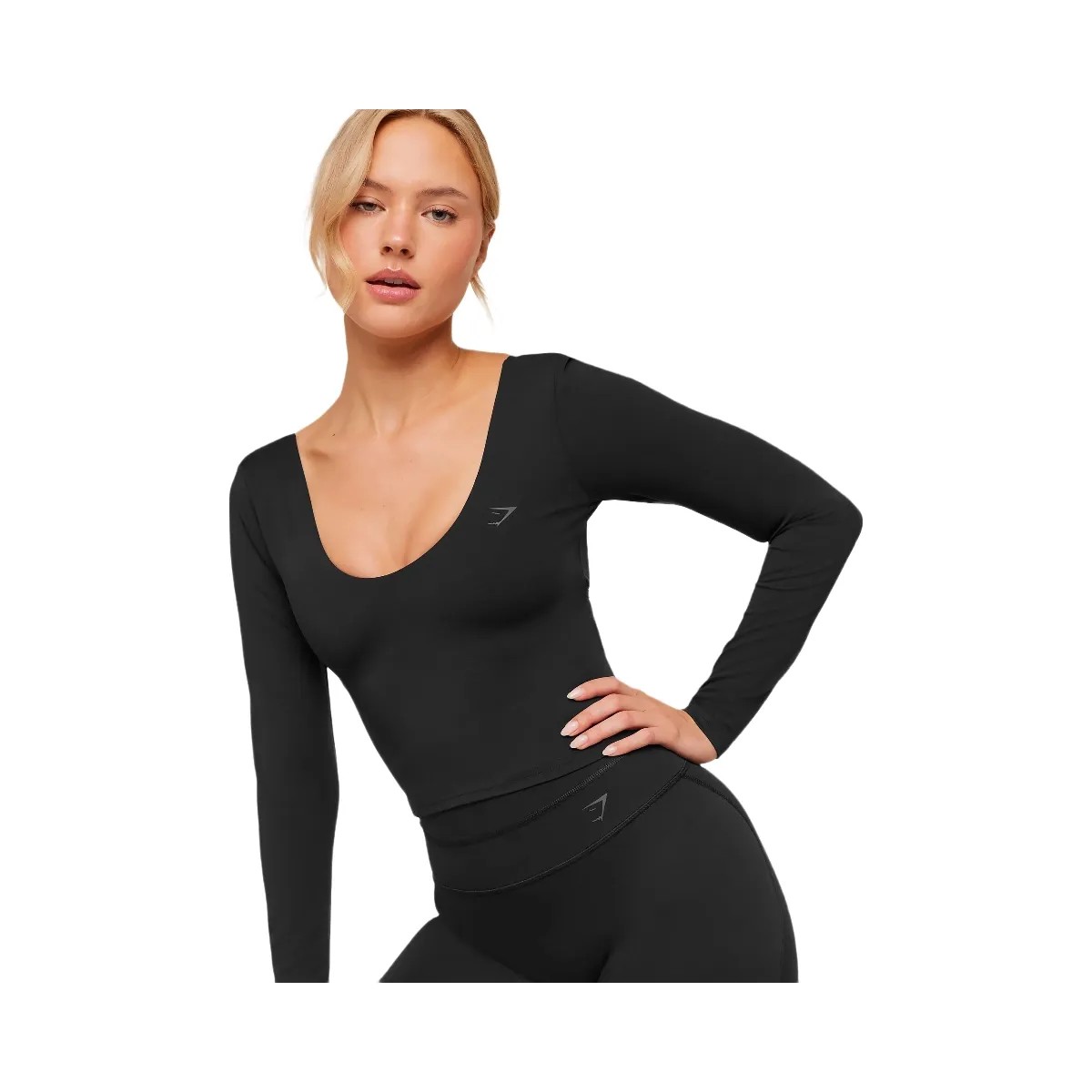 Gymshark Crossover Back Long Sleeve Top "Black" - HypeFly India View 4