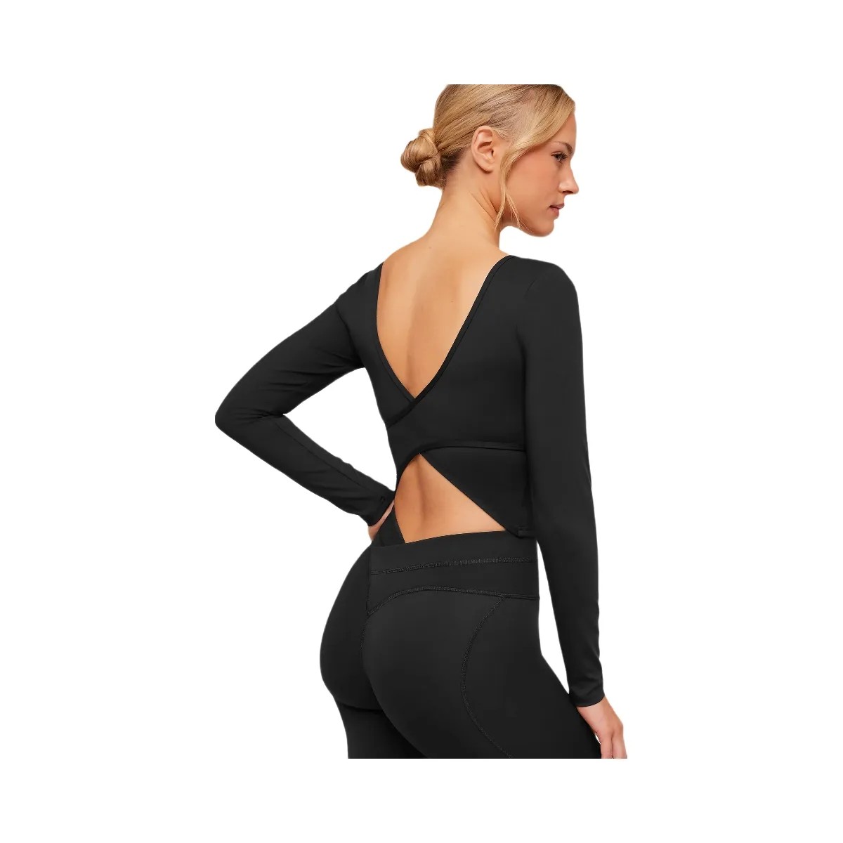 Gymshark Crossover Back Long Sleeve Top "Black" - HypeFly India View 5