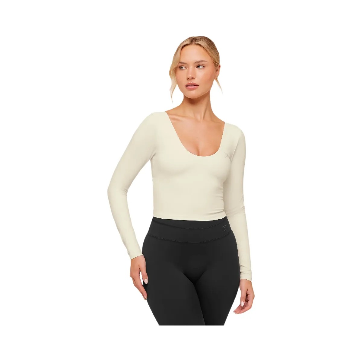 Gymshark Crossover Back Long Sleeve Top "Soft White" - HypeFly India View 1