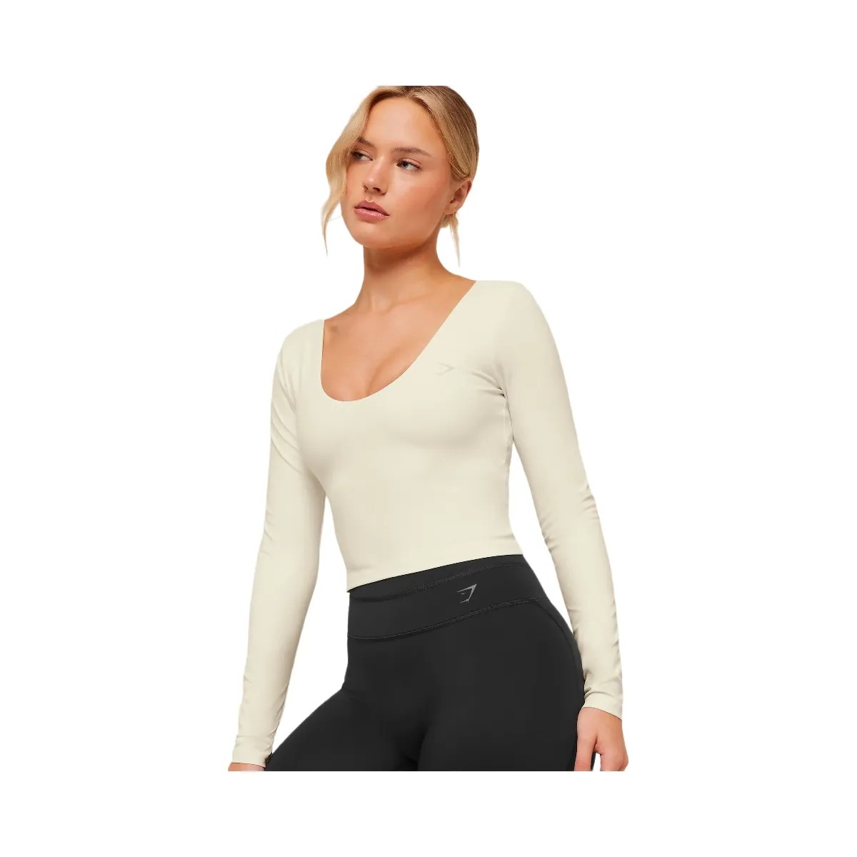 Gymshark Crossover Back Long Sleeve Top "Soft White" - HypeFly India View 2