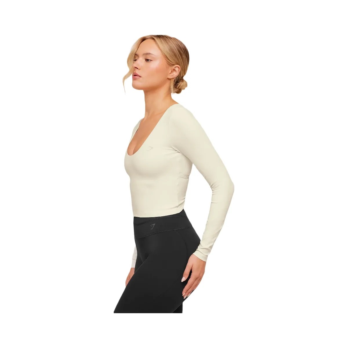 Gymshark Crossover Back Long Sleeve Top "Soft White" - HypeFly India View 3