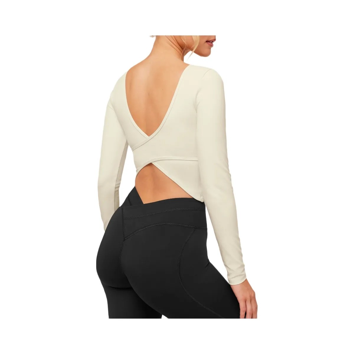 Gymshark Crossover Back Long Sleeve Top "Soft White" - HypeFly India View 4