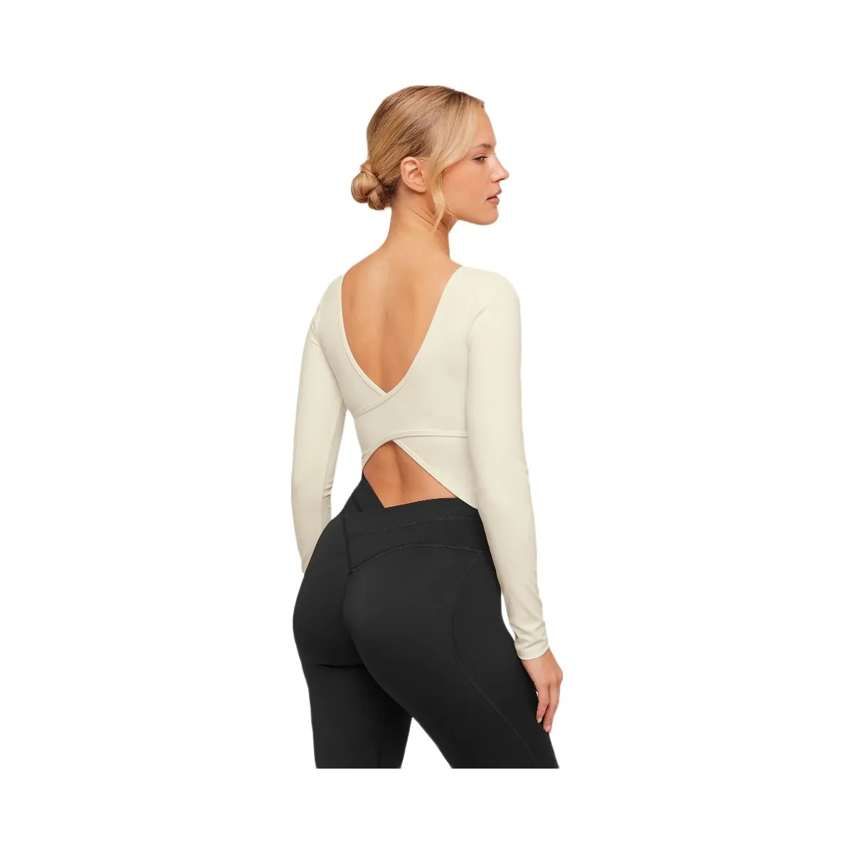 Gymshark Crossover Back Long Sleeve Top "Soft White" - HypeFly India View 5