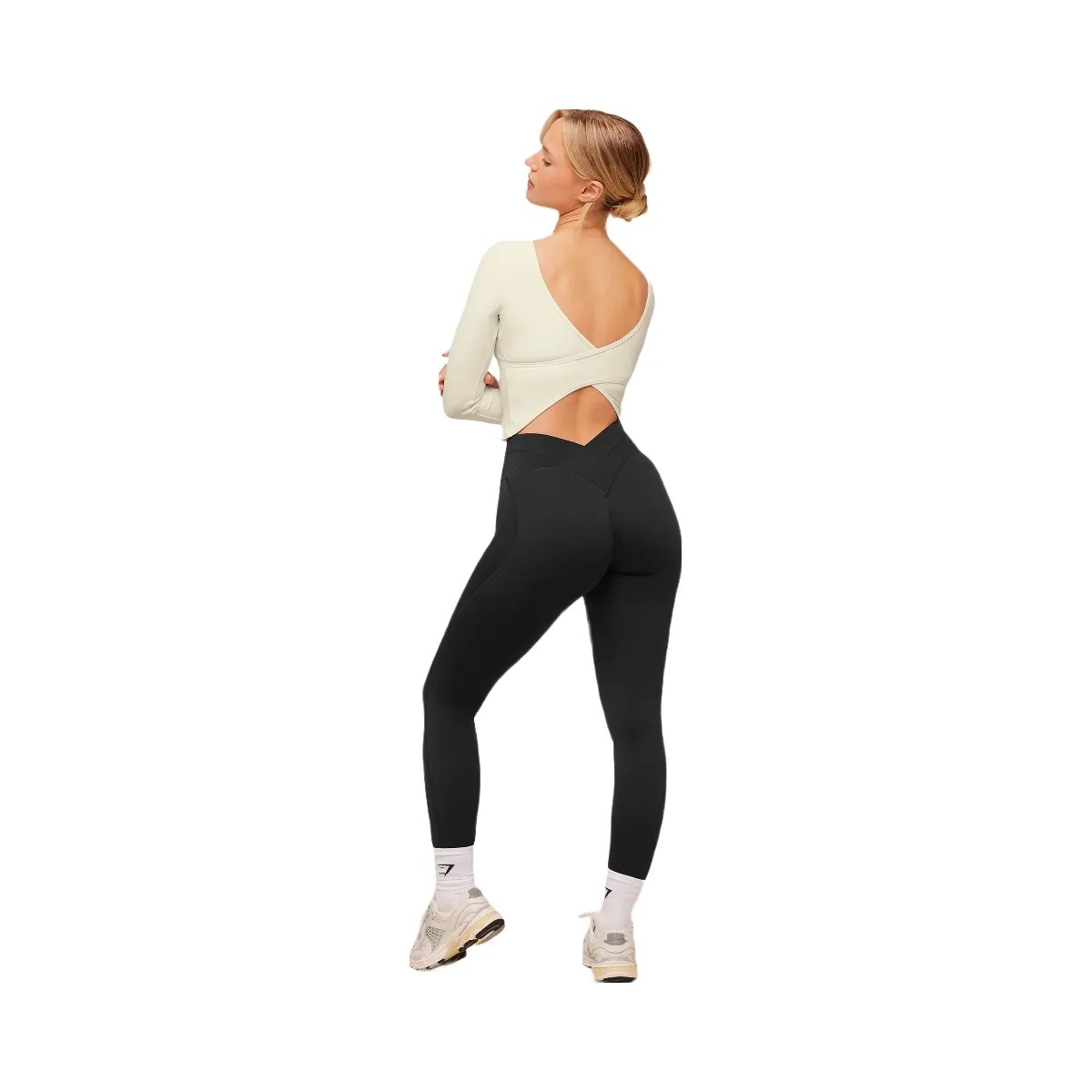 Gymshark Crossover Back Long Sleeve Top "Soft White" - HypeFly India View 6