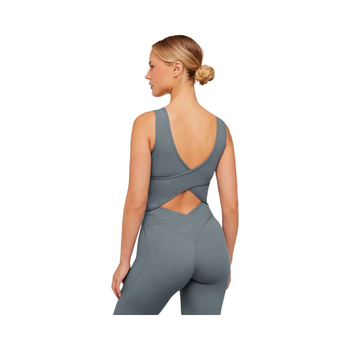 Gymshark Crossover Back Tank "Iron Blue" - HypeFly India View 2