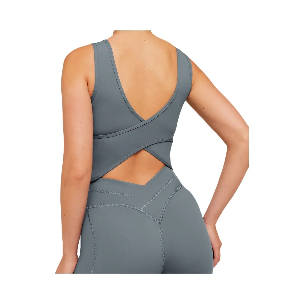 Gymshark Crossover Back Tank "Iron Blue" - HypeFly India View 4