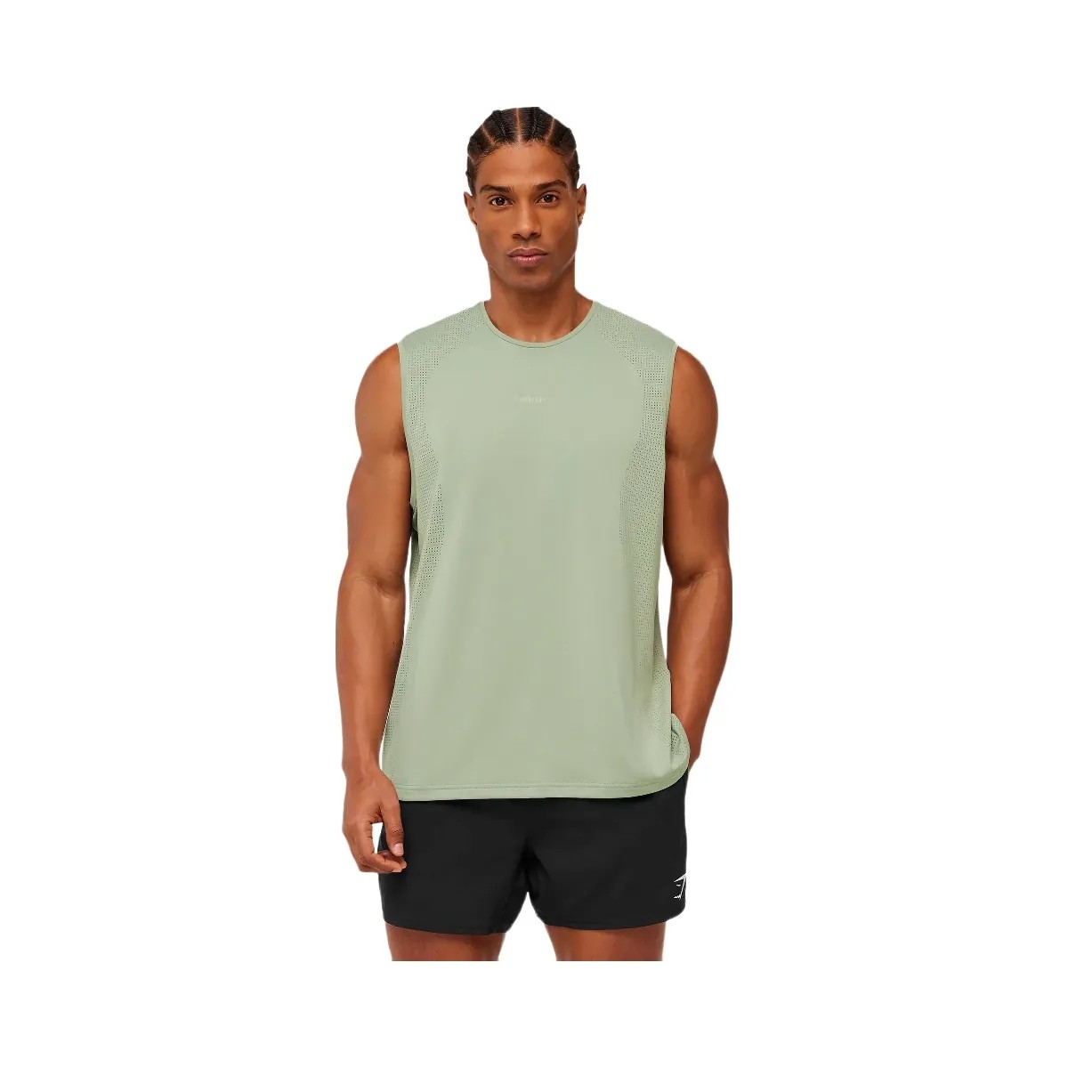Gymshark Distance Seamless Tank "Haze Green Haze Green" - HypeFly India View 3