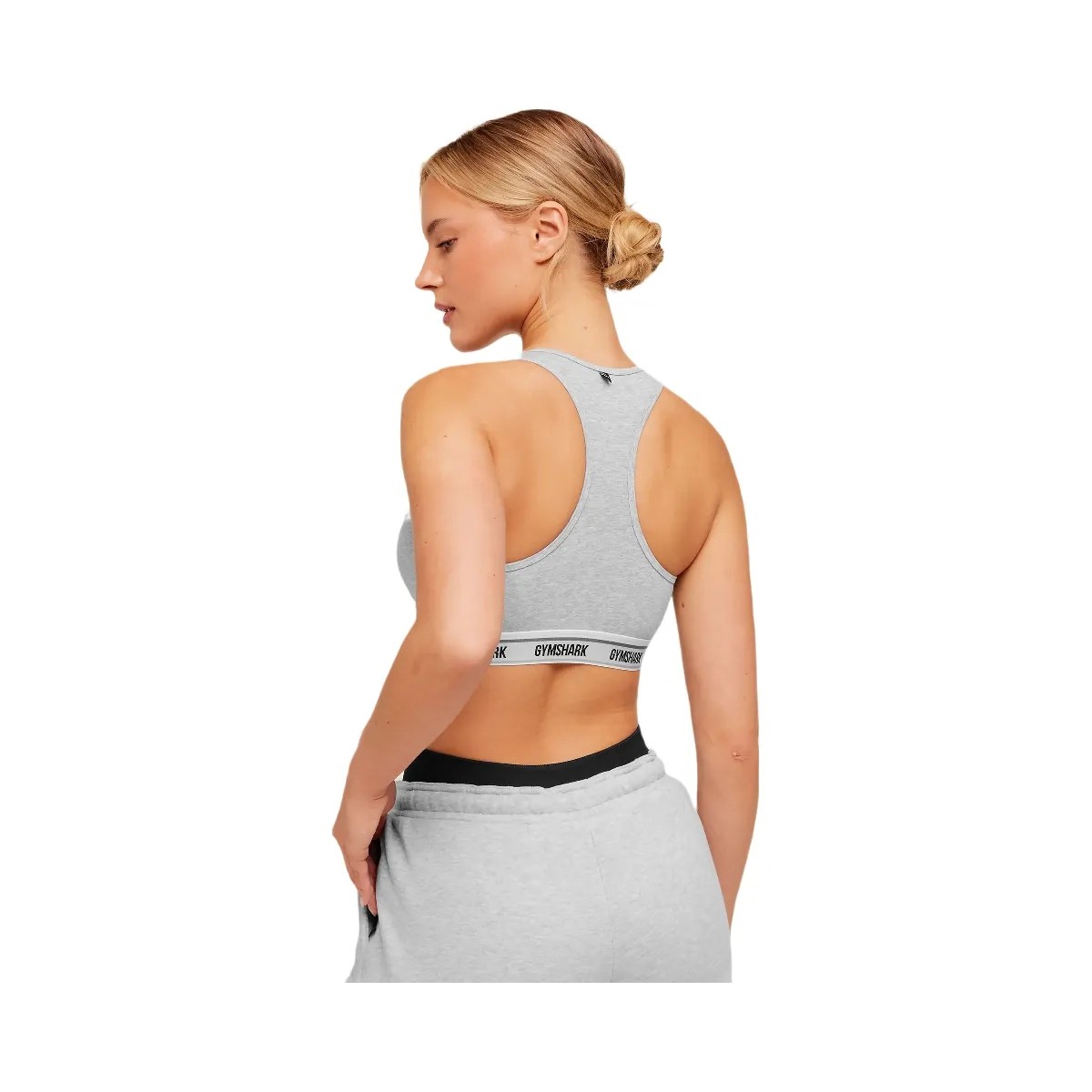Gymshark Elastic Branded Racerback Cotton Bralette "Light Grey Core Marl" - HypeFly India View 2