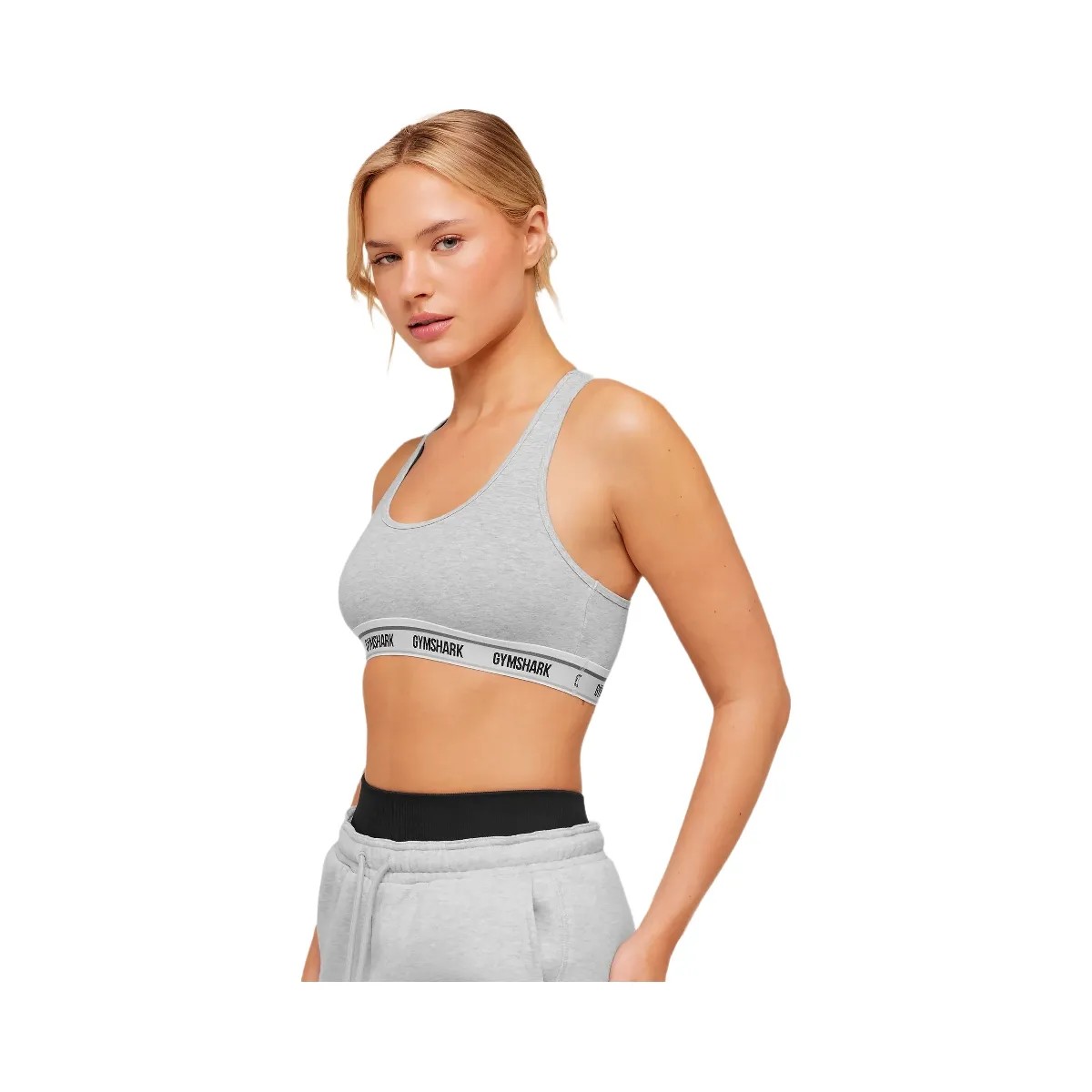 Gymshark Elastic Branded Racerback Cotton Bralette "Light Grey Core Marl" - HypeFly India View 3
