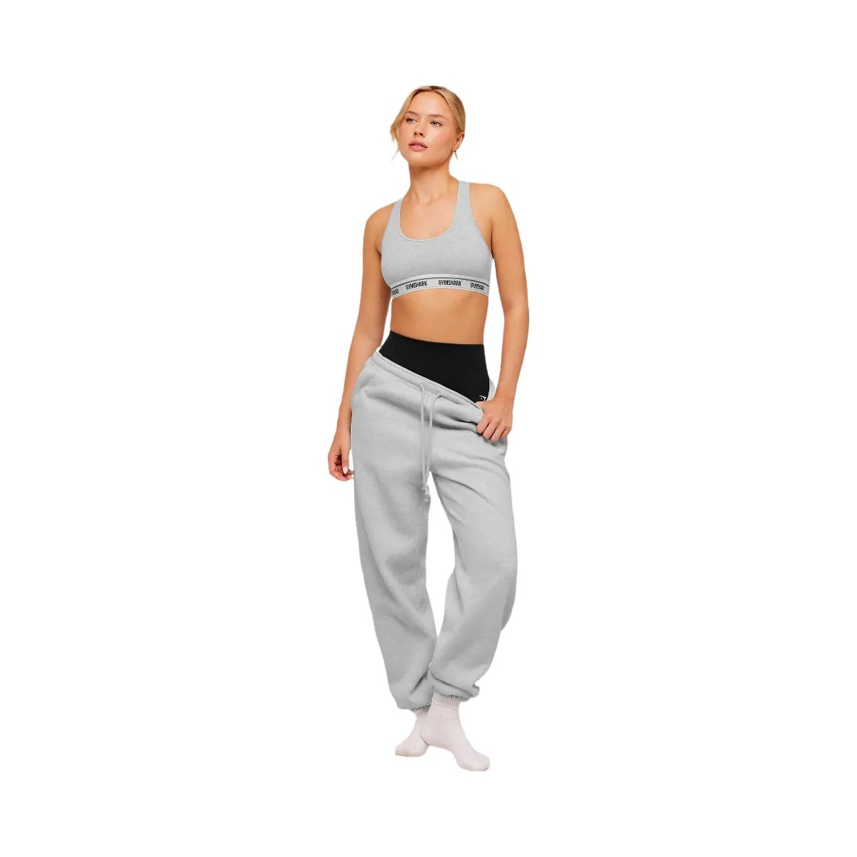 Gymshark Elastic Branded Racerback Cotton Bralette "Light Grey Core Marl" - HypeFly India View 4