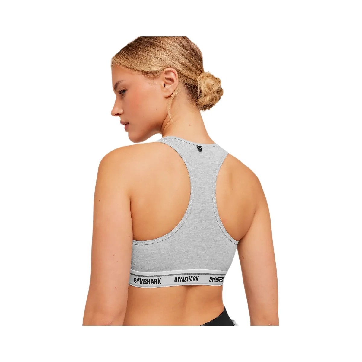 Gymshark Elastic Branded Racerback Cotton Bralette "Light Grey Core Marl" - HypeFly India View 5