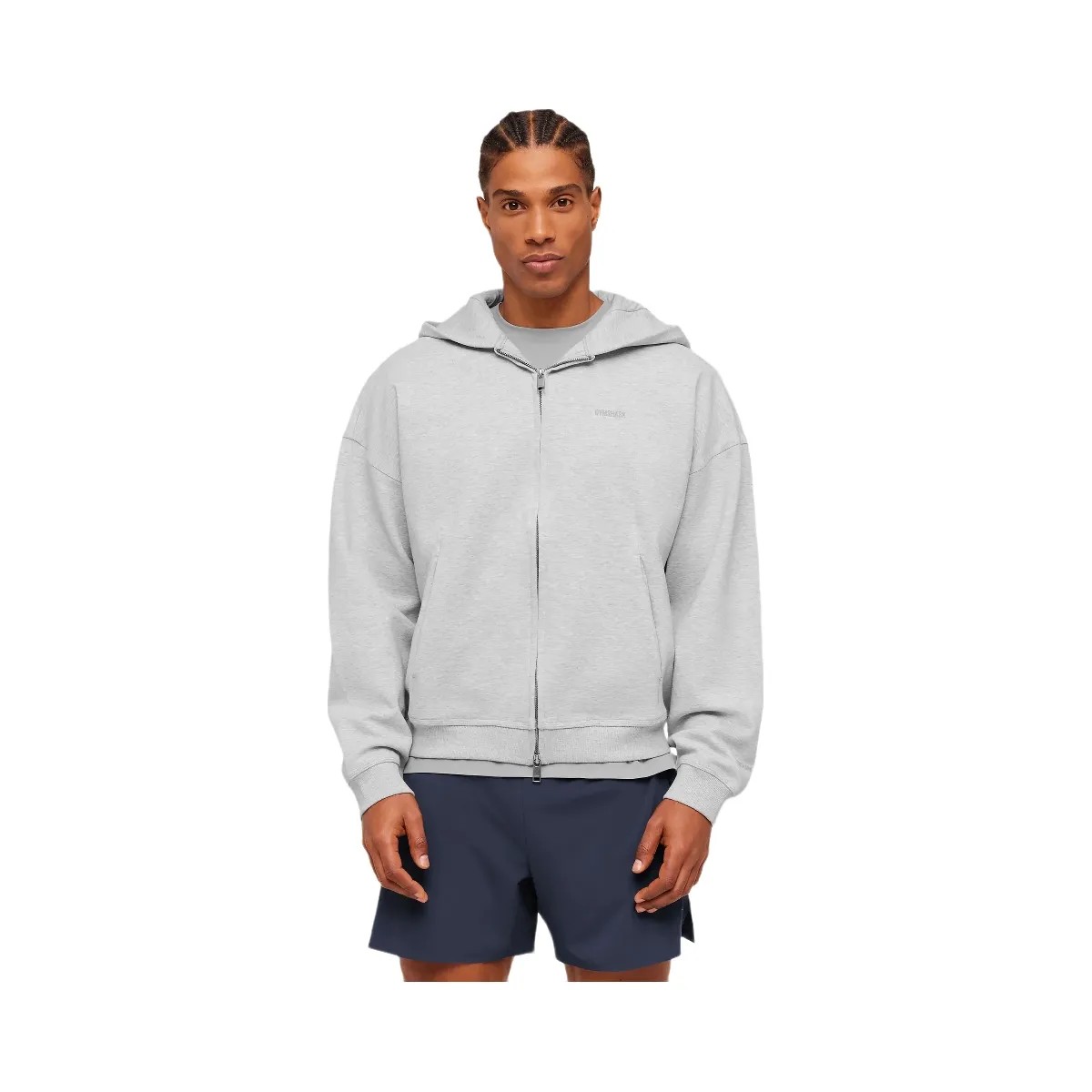 Gymshark Evolve Lightweight Zip Through Hoodie "Bros Soft Grey Marl" - HypeFly India View 1