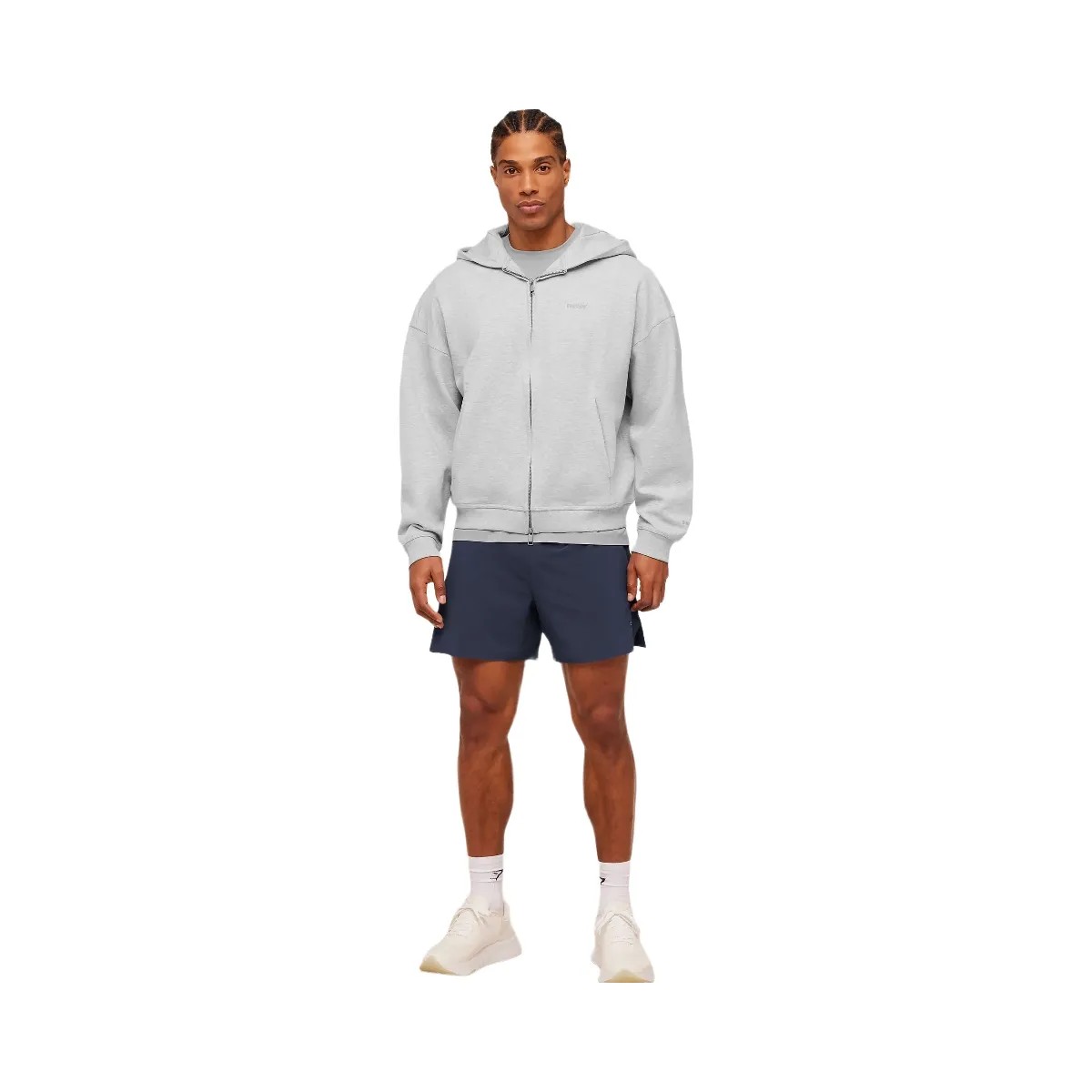 Gymshark Evolve Lightweight Zip Through Hoodie "Bros Soft Grey Marl" - HypeFly India View 5