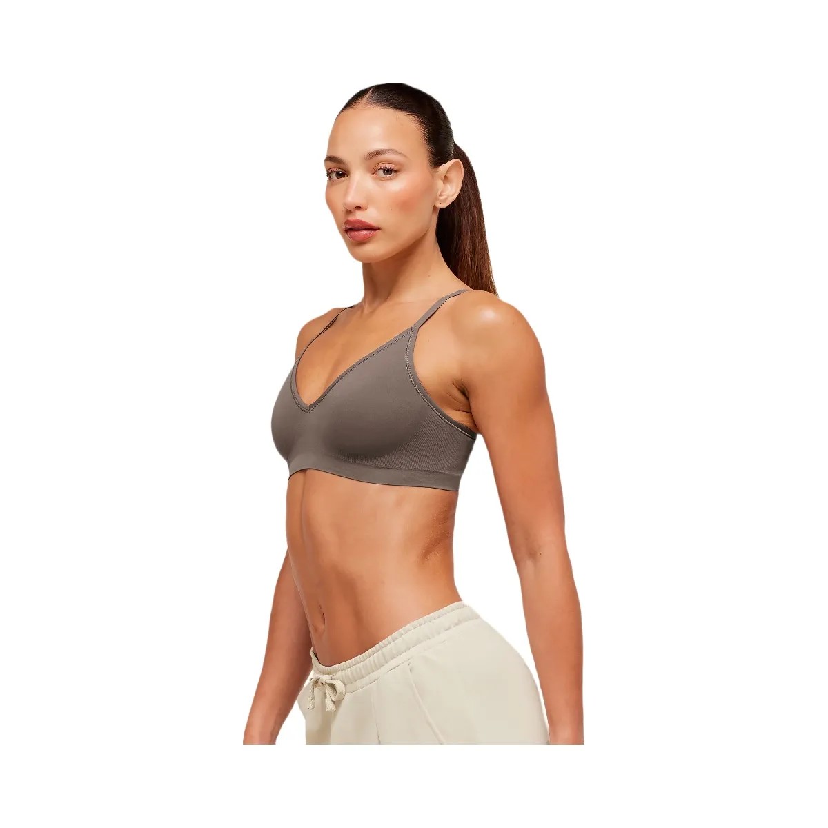Gymshark FeatherForm V-Neck Bralette "Cool Brown" - HypeFly India View 3