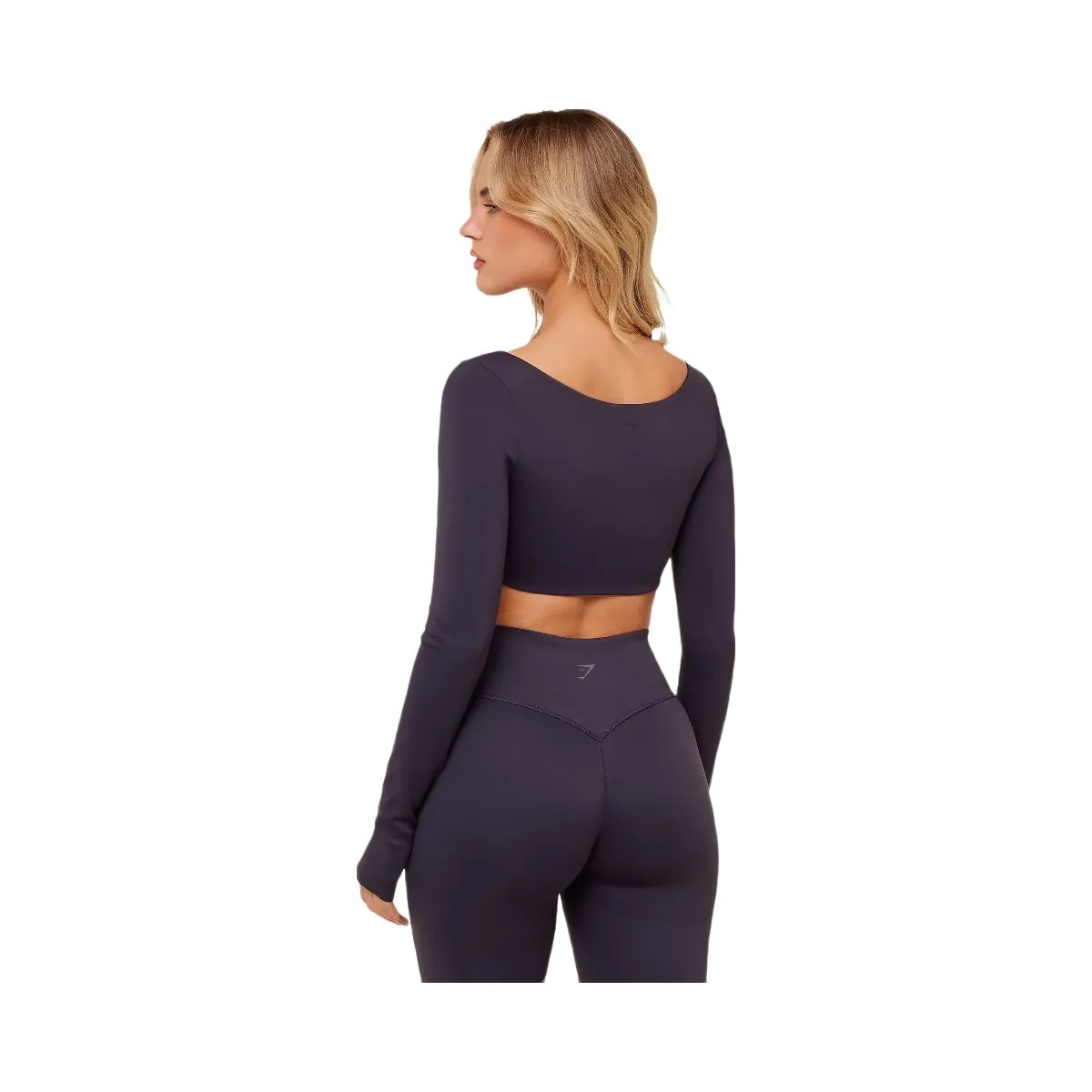 Gymshark Flow Long Sleeve Crop Top with Cups "Midnight Purple" - HypeFly India View 3