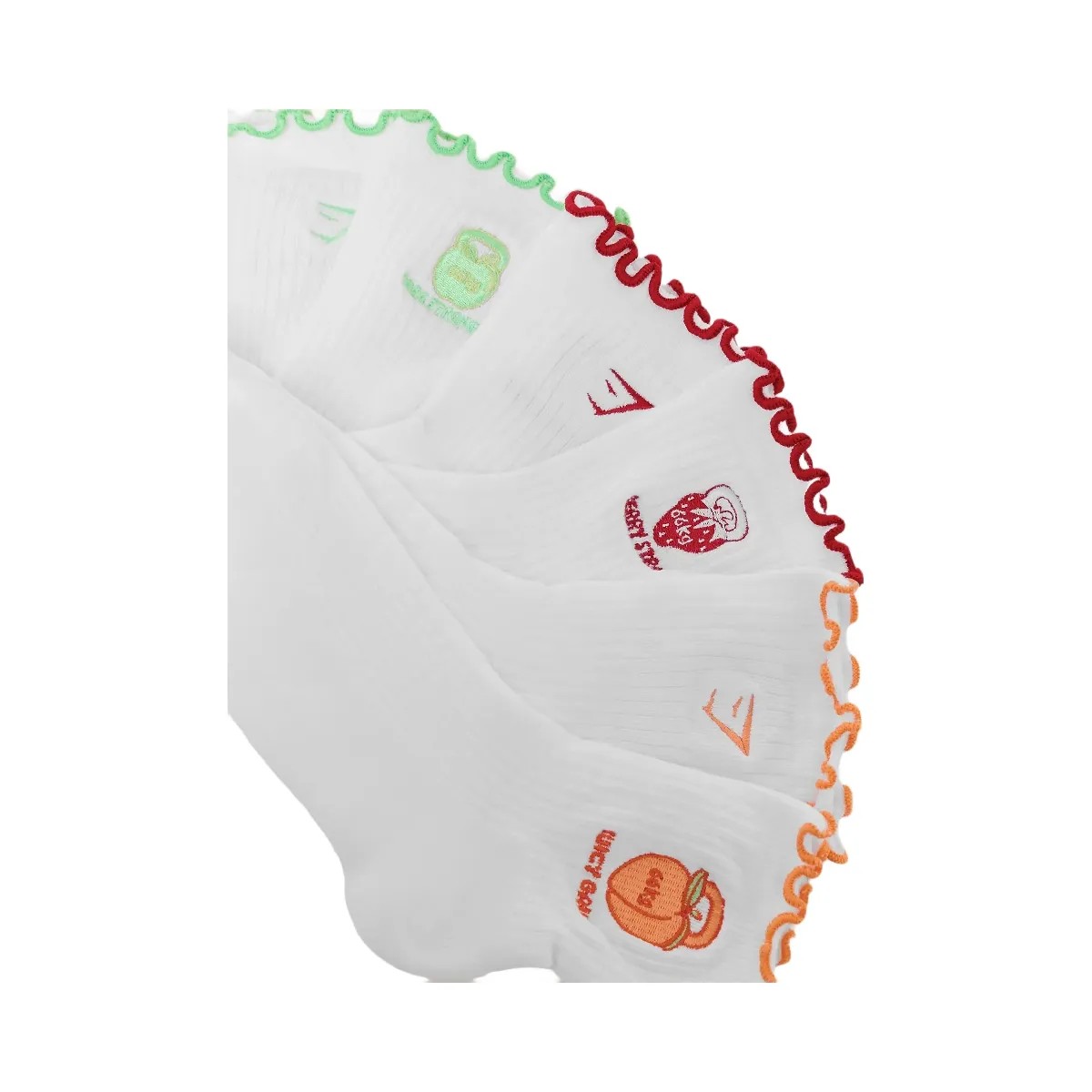 Gymshark Fruity Graphic Midi Frill Socks 3pk "White" - HypeFly India View 2