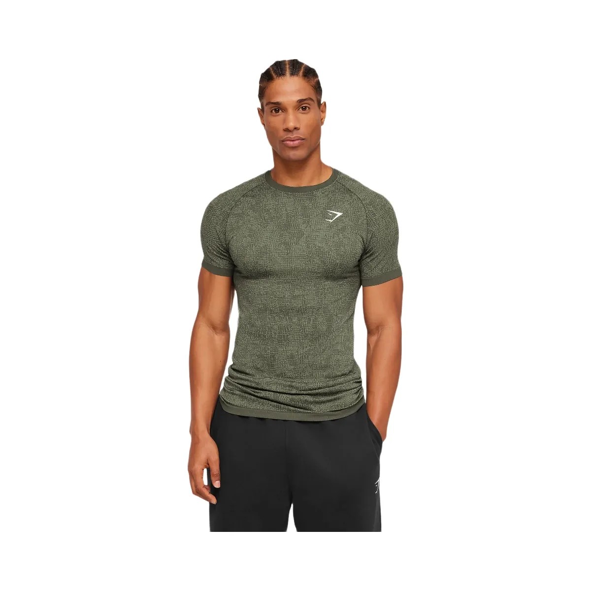 Gymshark Geo Seamless Grid T-Shirt "Strength Green Haze Green" - HypeFly India View 1