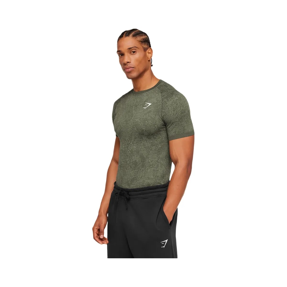 Gymshark Geo Seamless Grid T-Shirt "Strength Green Haze Green" - HypeFly India View 4