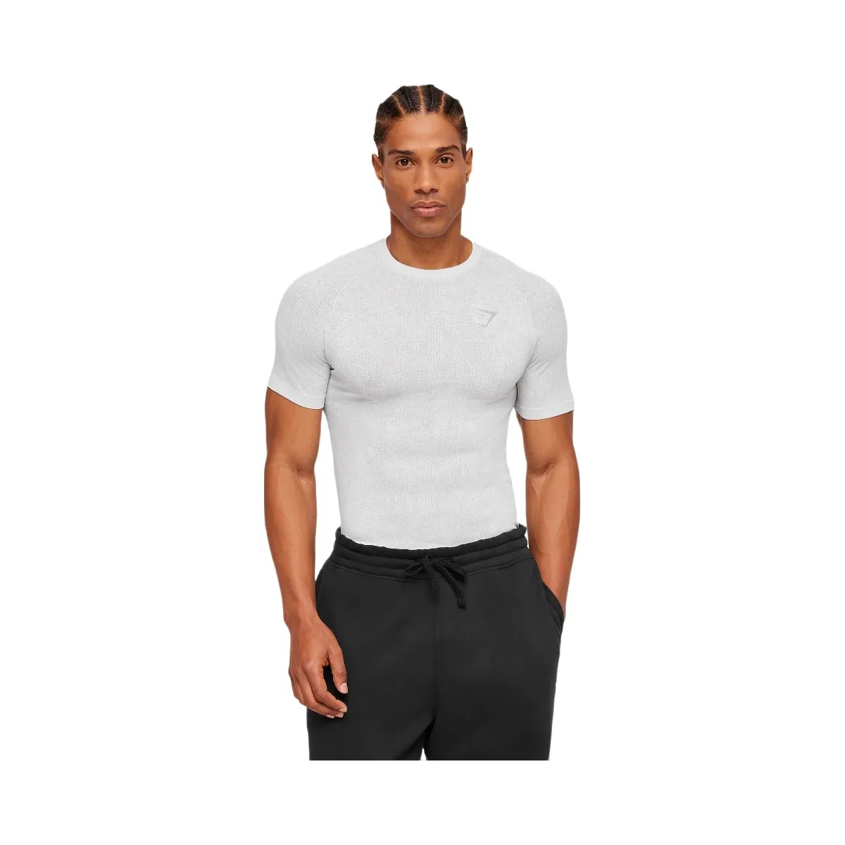 Gymshark Geo Seamless Grid T-Shirt "White Silver Grey" - HypeFly India View 3