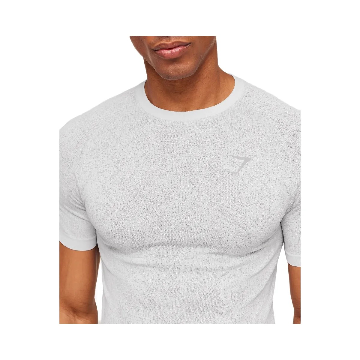 Gymshark Geo Seamless Grid T-Shirt "White Silver Grey" - HypeFly India View 6
