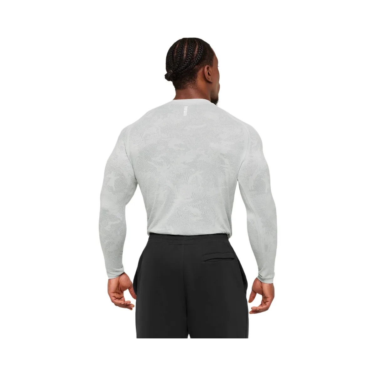 Gymshark Geo Seamless Long Sleeve T-Shirt "Light Grey Smokey Grey" - HypeFly India View 3