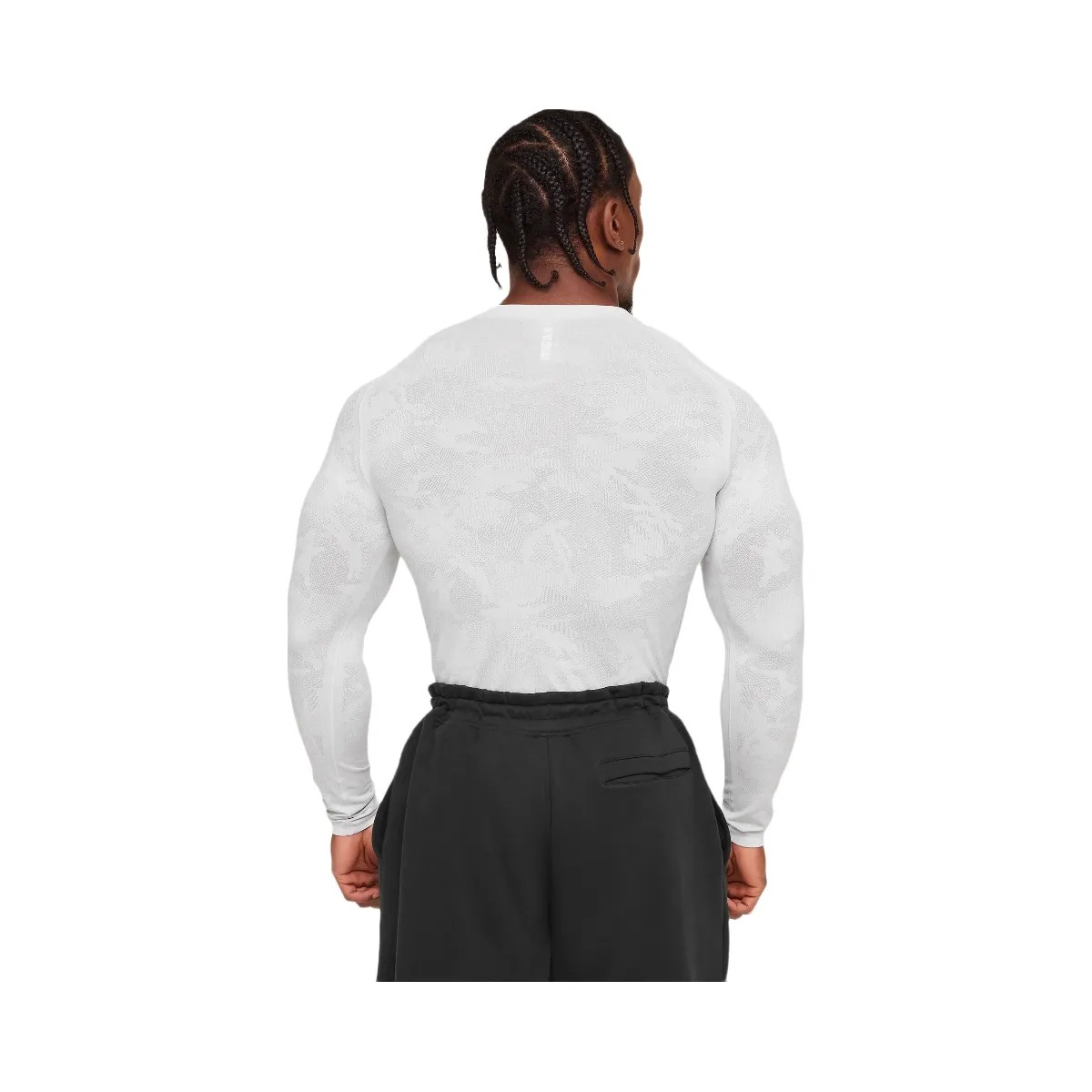 Gymshark Geo Seamless Long Sleeve T-Shirt "White Light Grey" - HypeFly India View 3