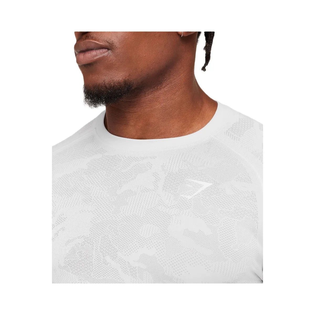 Gymshark Geo Seamless Long Sleeve T-Shirt "White Light Grey" - HypeFly India View 5