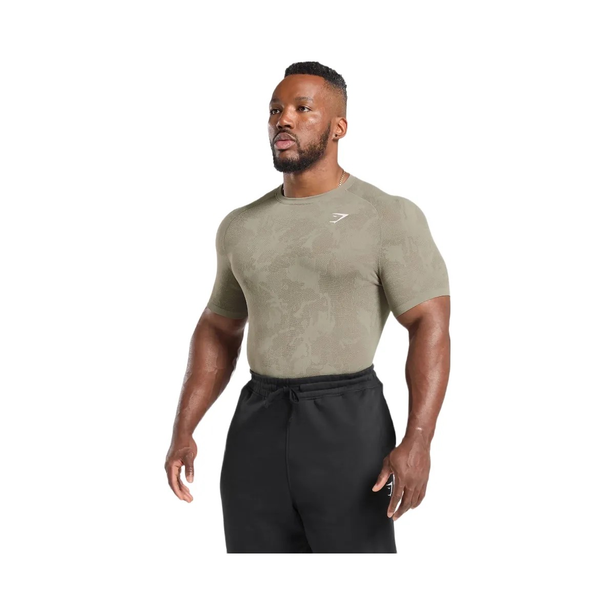 Gymshark Geo Seamless T-Shirt "Linen Brown Camo Brown" - HypeFly India View 3