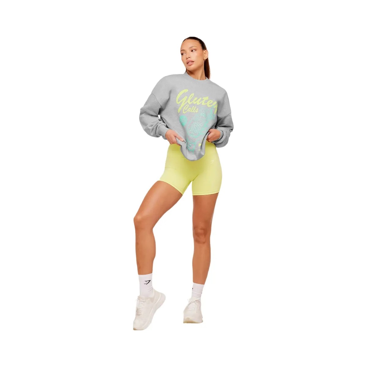 Gymshark Glutey Calls Graphic Sweatshirt "Light Grey Core Marl" - HypeFly India View 4