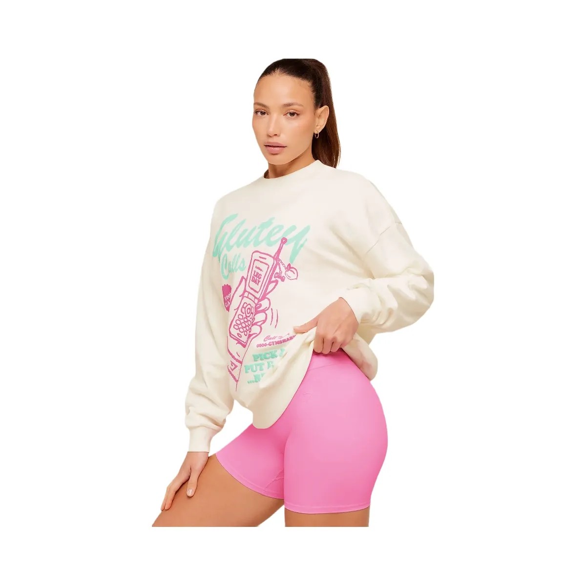 Gymshark Glutey Calls Graphic Sweatshirt "Soft White" - HypeFly India View 3