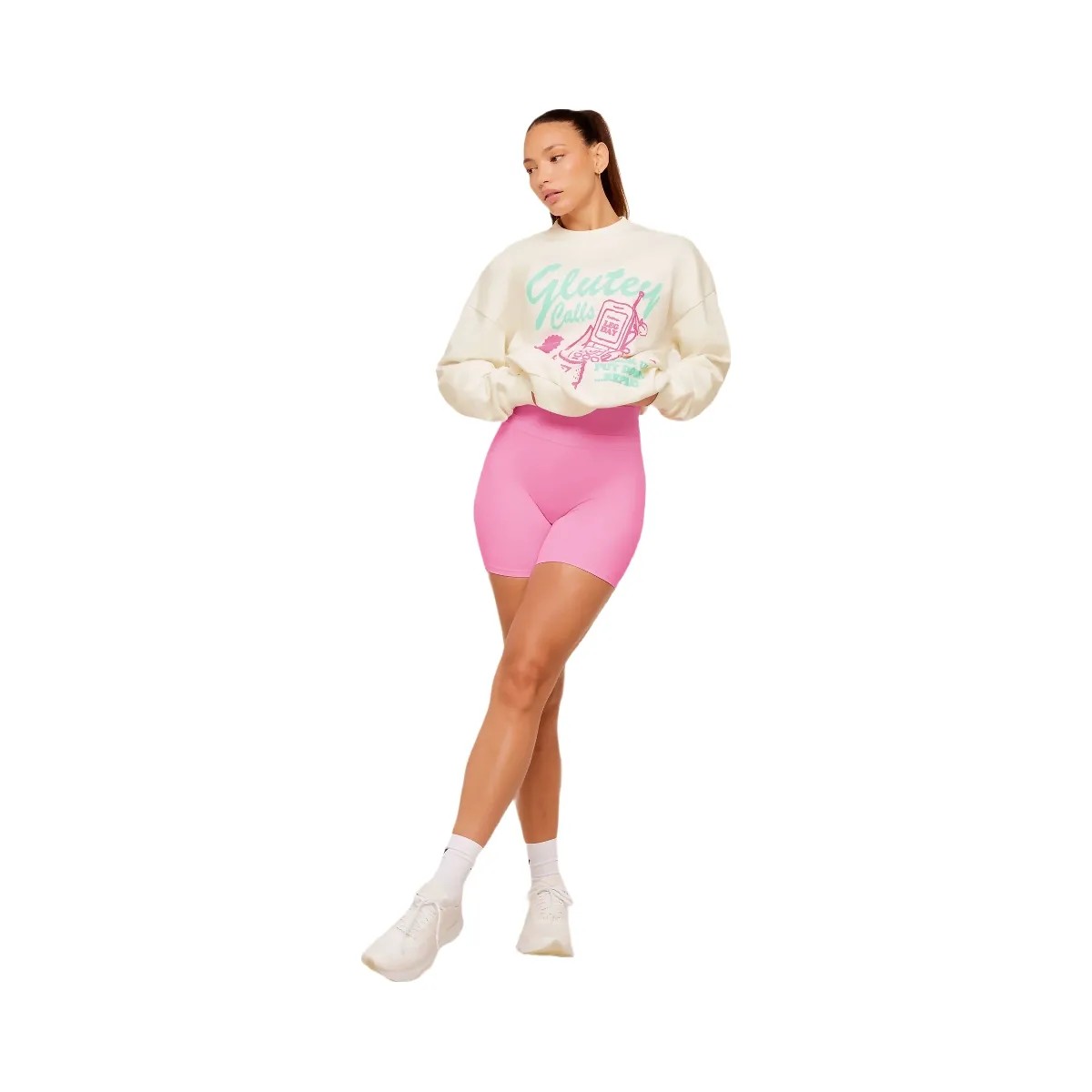 Gymshark Glutey Calls Graphic Sweatshirt "Soft White" - HypeFly India View 4