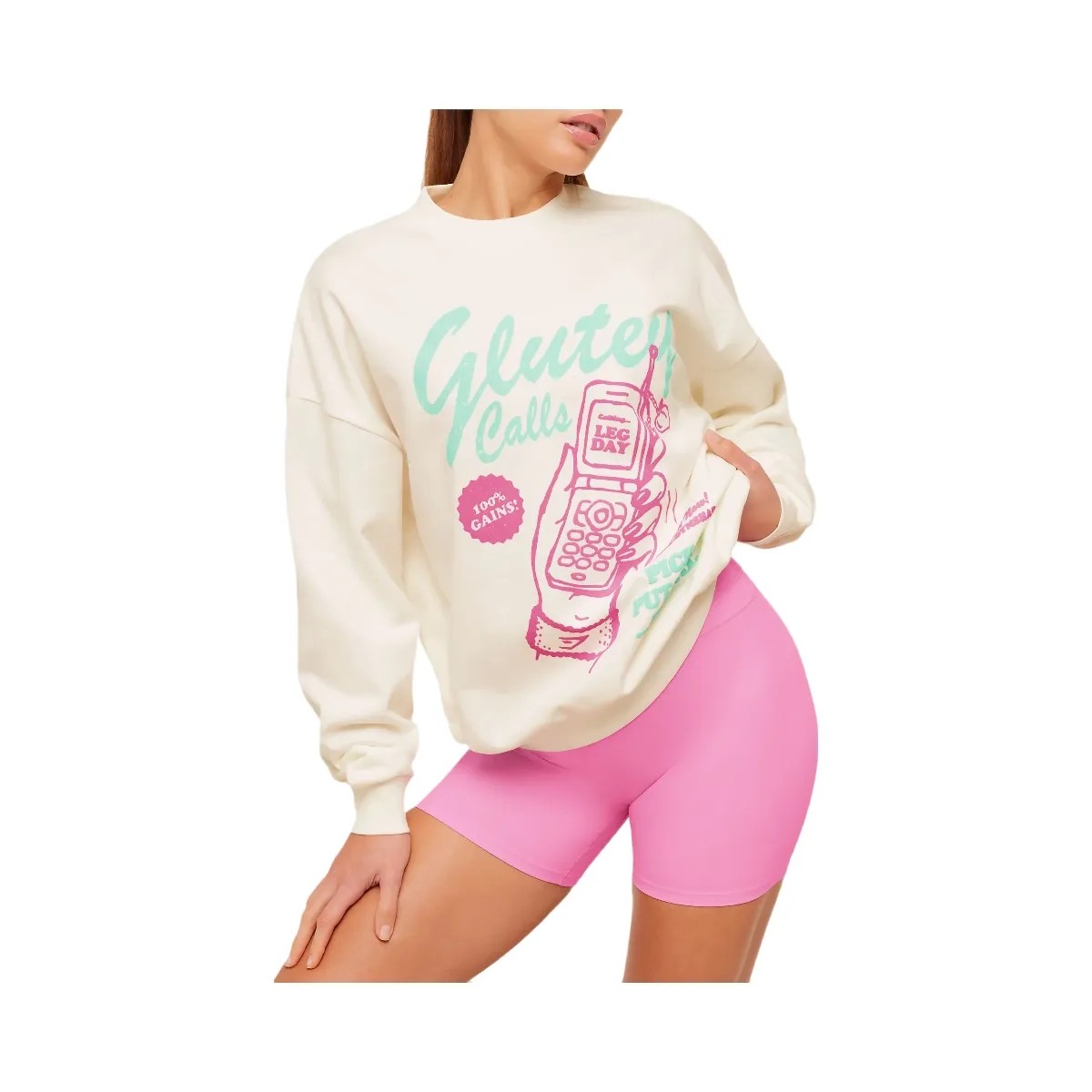 Gymshark Glutey Calls Graphic Sweatshirt "Soft White" - HypeFly India View 5