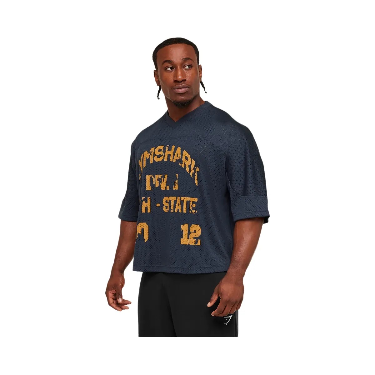 Gymshark Graphic Mesh Oversized T-Shirt "Heavy Blue" - HypeFly India View 4
