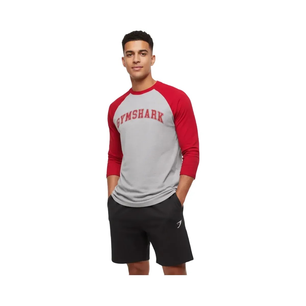 gymshark-gslc-raglan-3-4-sleeve-t-shirt-light-grey-core-marl-conditioning-red