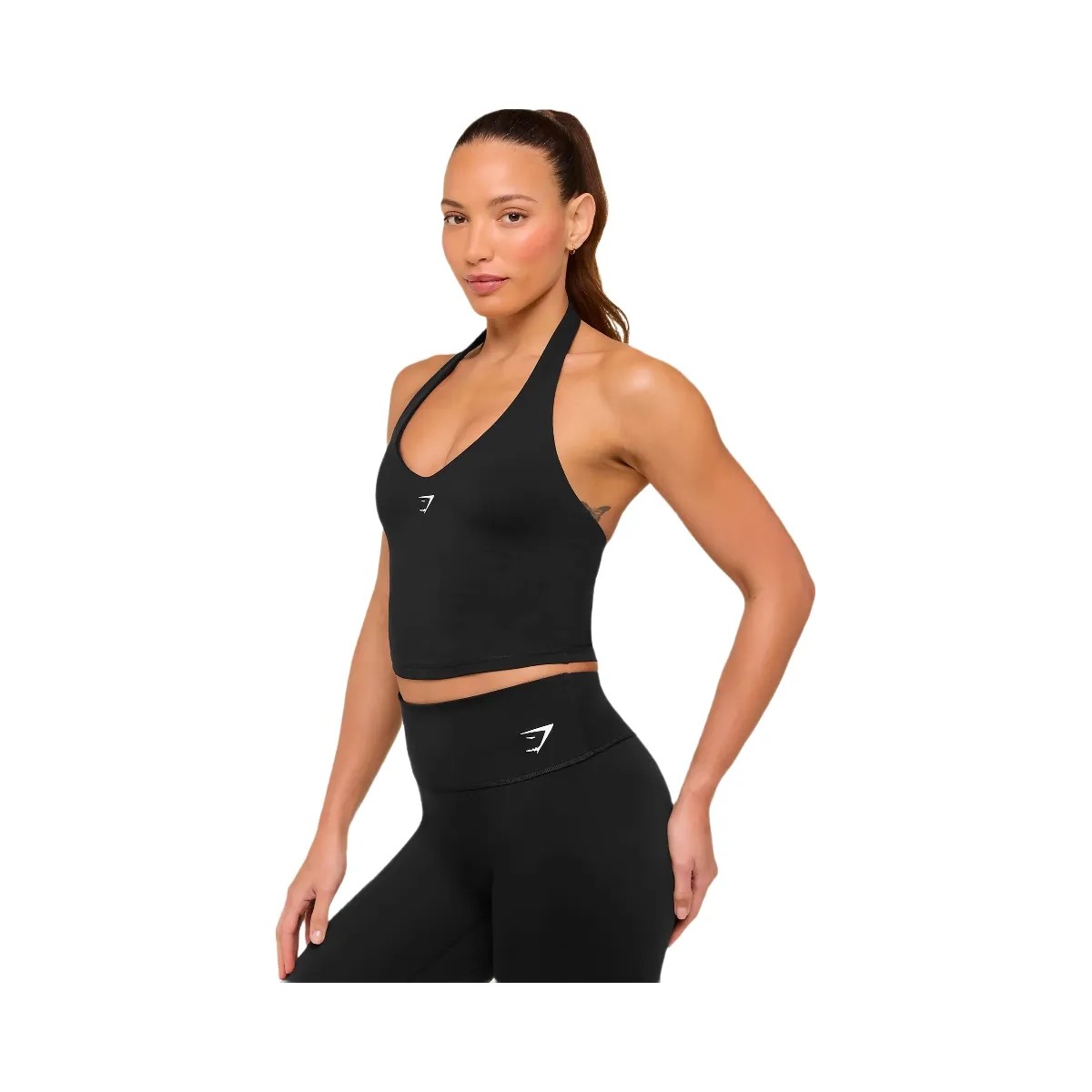 Gymshark Halter Neck Cami with Shelf "Black" - HypeFly India View 4