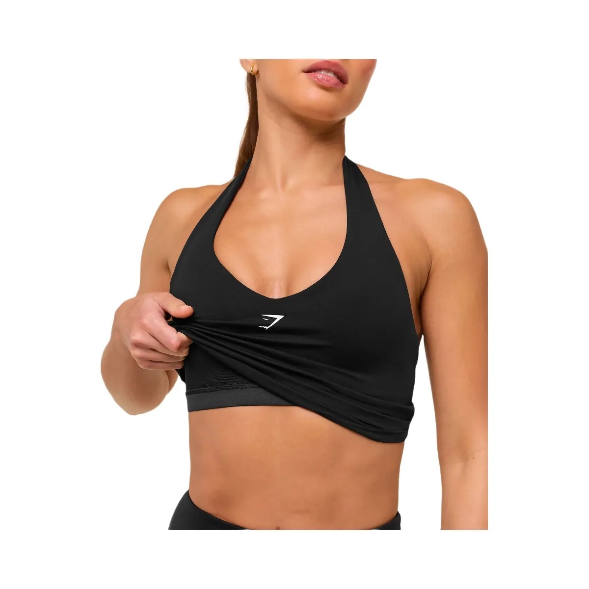 Gymshark Halter Neck Cami with Shelf "Black" - HypeFly India View 6