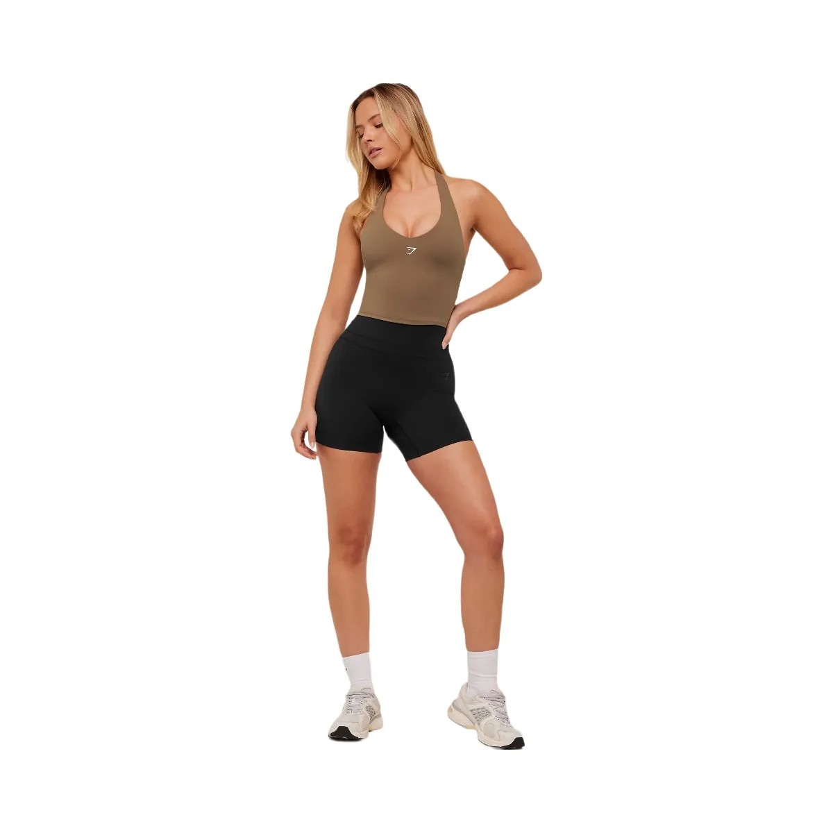 Gymshark Halter Neck Cami with Shelf "Caramel Brown" - HypeFly India View 4
