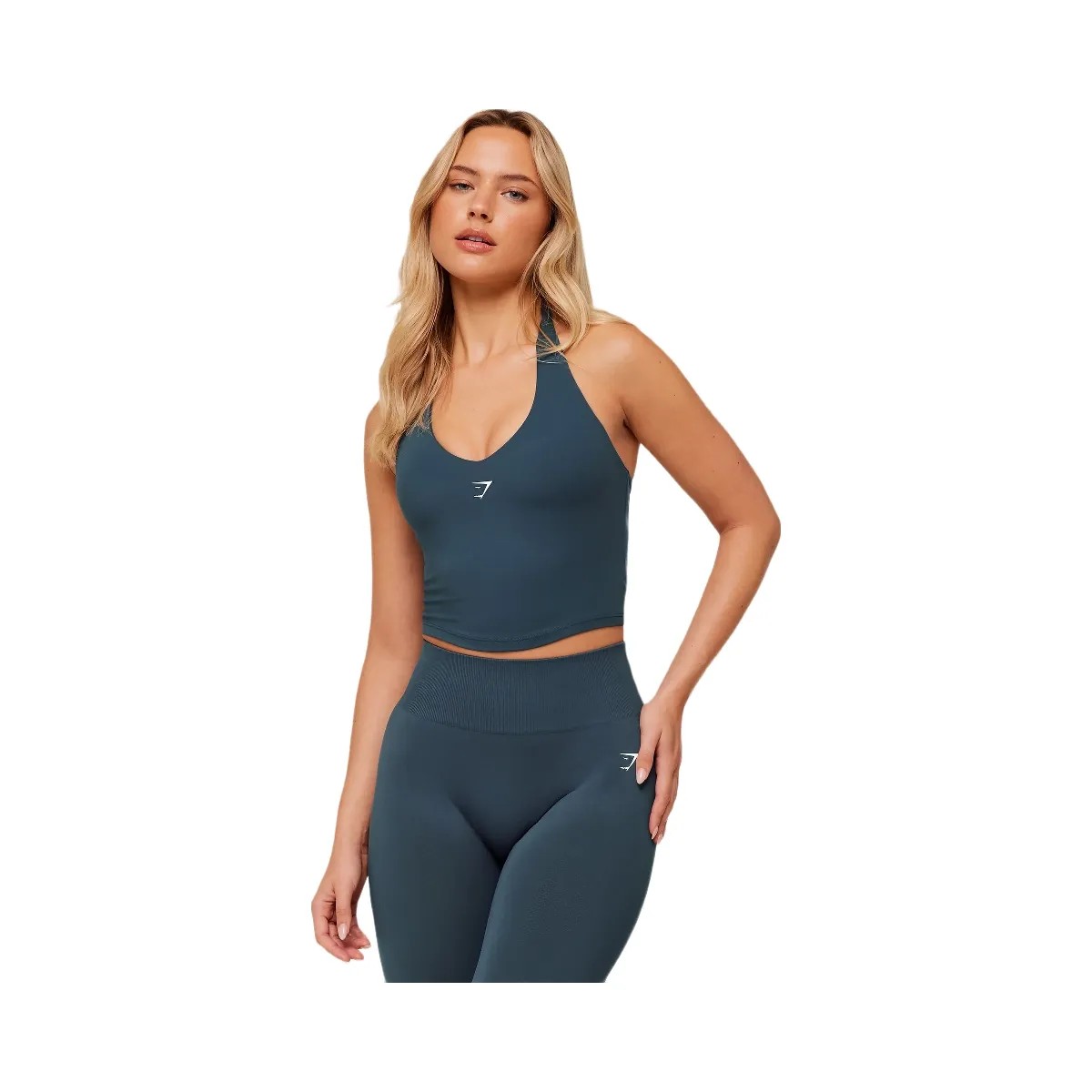 Gymshark Halter Neck Cami with Shelf "GS Stealth Blue" - HypeFly India View 1