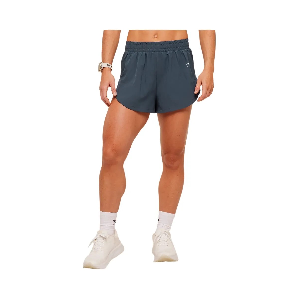 Gymshark Interval High Leg Shorts "Stealth Blue" - HypeFly India View 1